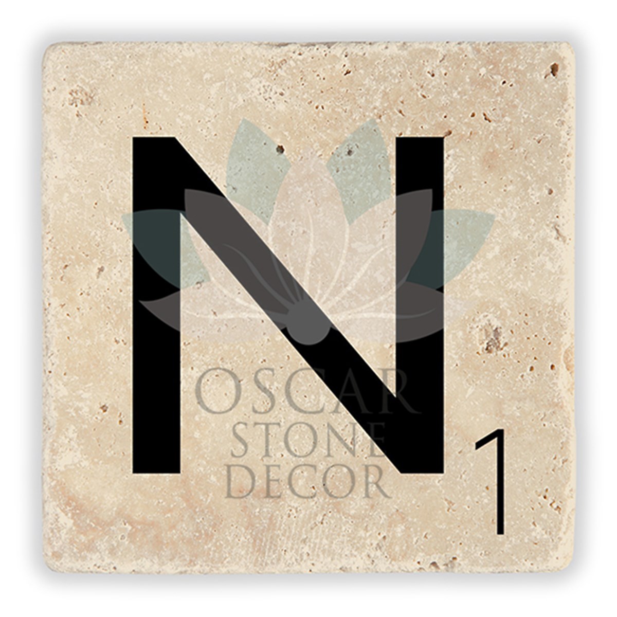 OSCAR STONE DECOR N HARFİ TEKLİ DOĞALTAŞ BARDAK ALTLIĞI / BA-N2 (COASTER)