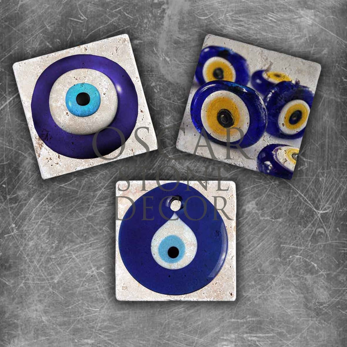 OSCAR STONE DECOR NAZAR BONCUĞU DOĞALTAŞ MAGNET SETİ / MG-051