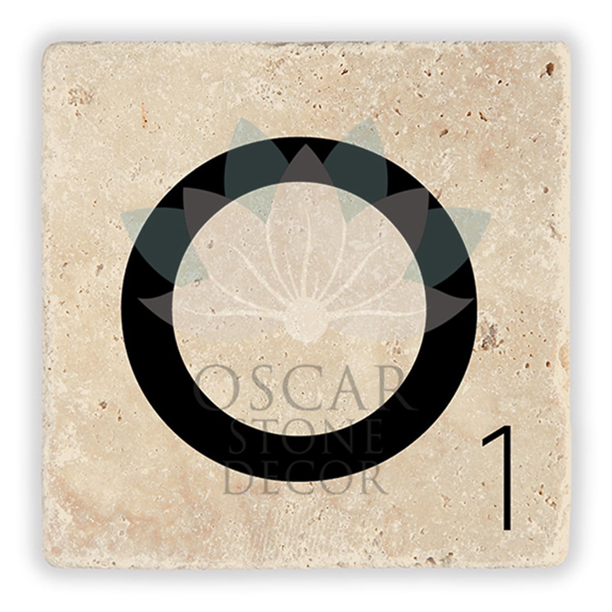 OSCAR STONE DECOR O HARFİ TEKLİ DOĞALTAŞ BARDAK ALTLIĞI / BA-O2 (COASTER)