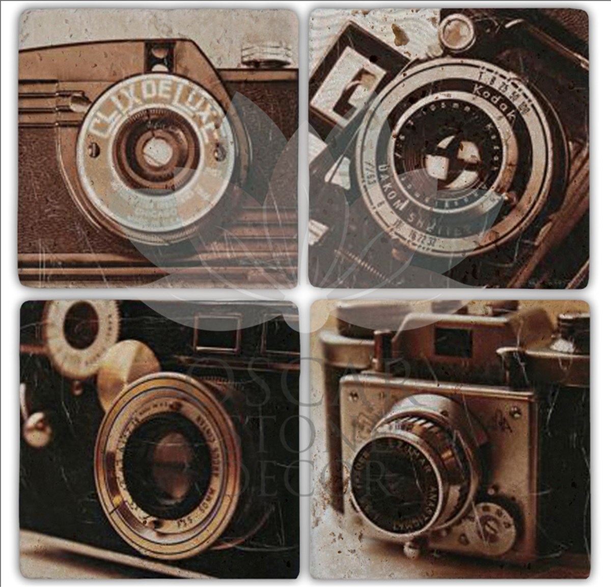 OSCAR STONE DECOR OBJEKTİF 4'lü DOĞALTAŞ BARDAK ALTLIĞI / BA191 (COASTER)