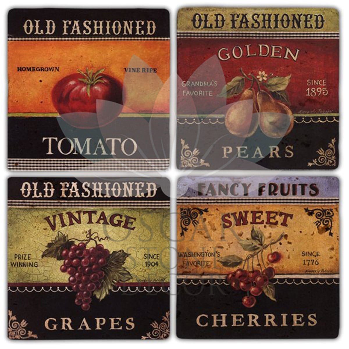 OSCAR STONE DECOR OLD FASHIONED 4'lü DOĞALTAŞ BARDAK ALTLIĞI / BA325 (COASTER)