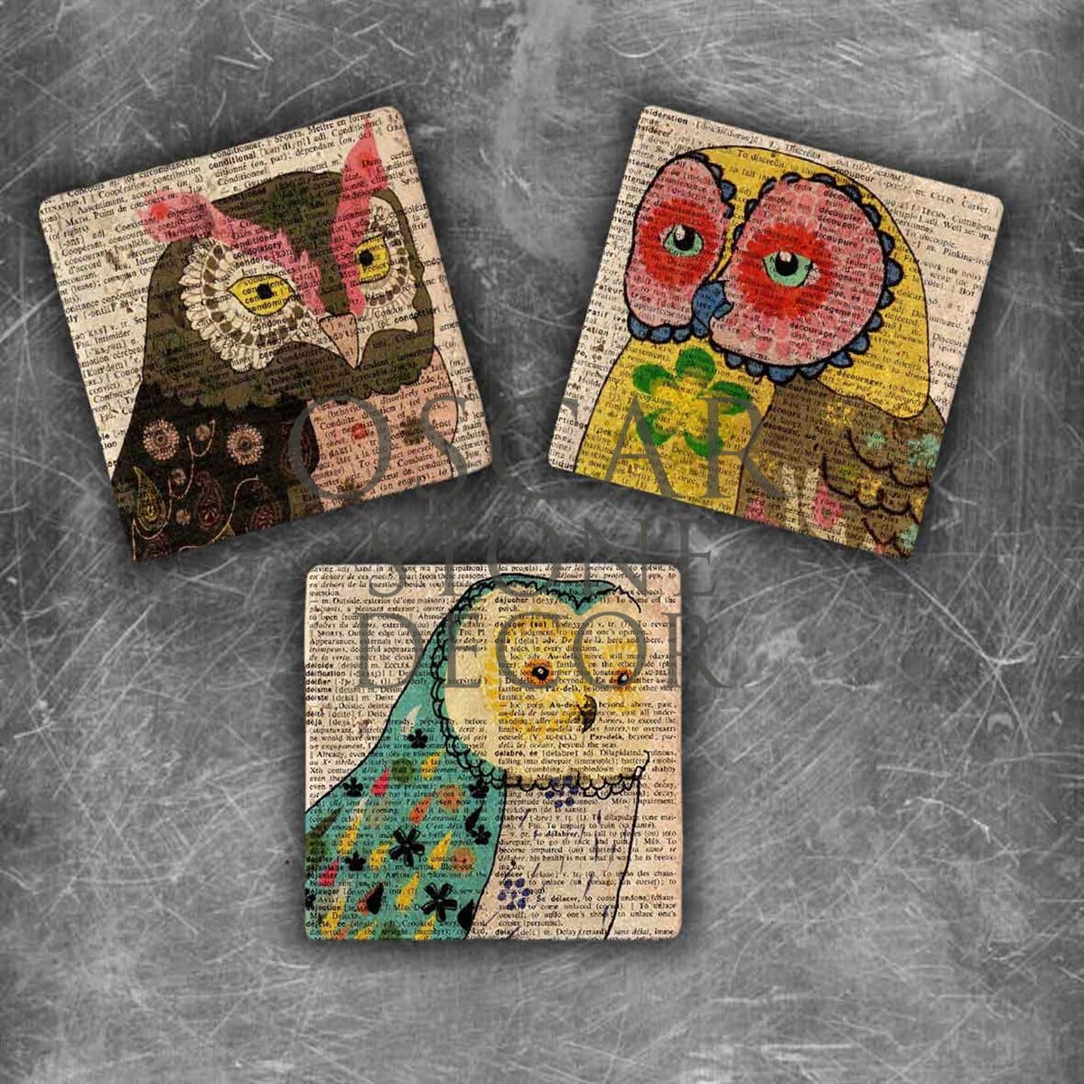 OSCAR STONE DECOR OWL DOĞALTAŞ MAGNET SETİ / MG-066