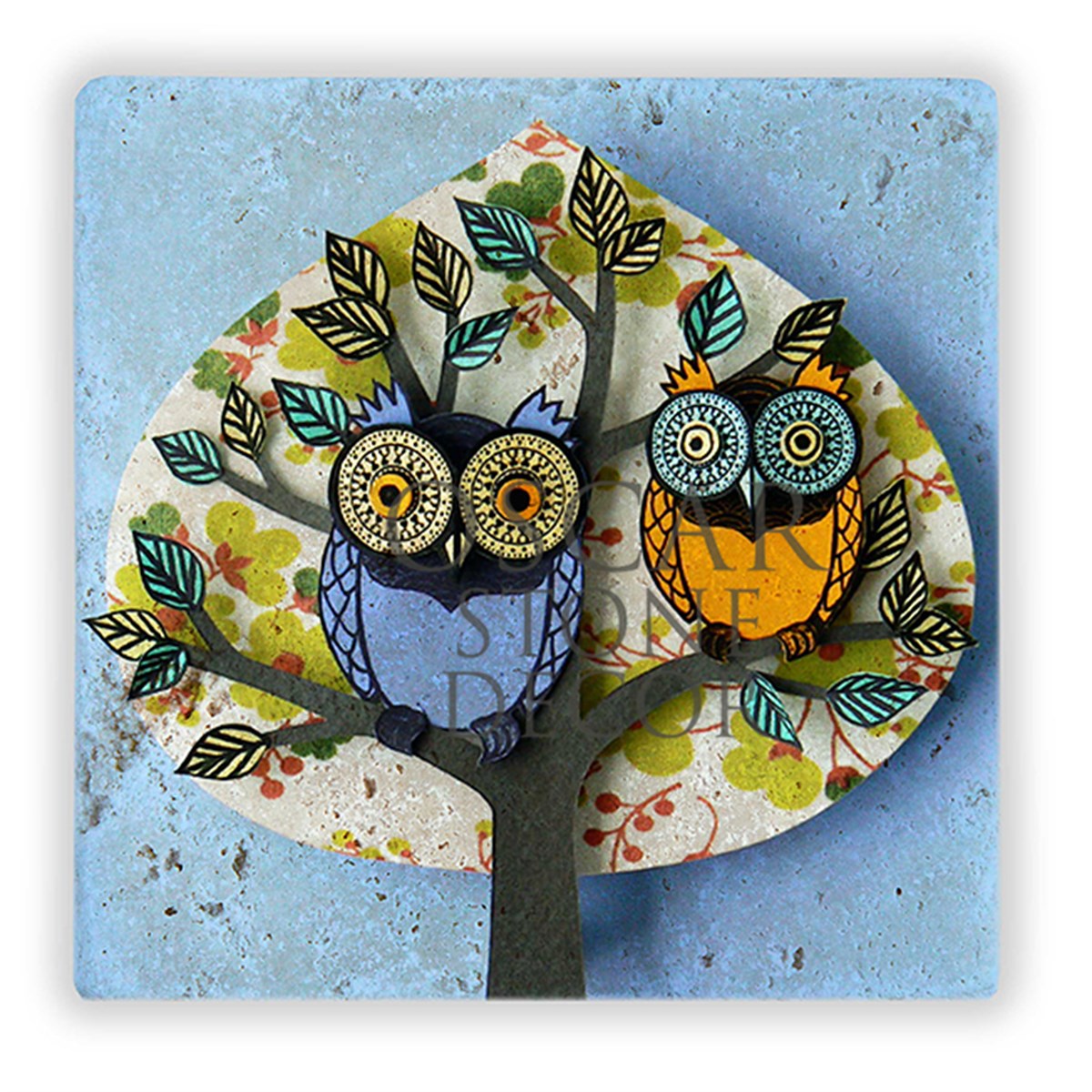 OSCAR STONE DECOR OWLS FAMILY DOĞALTAŞ DUVAR DEKORU / DD274 (WALL DECOR)