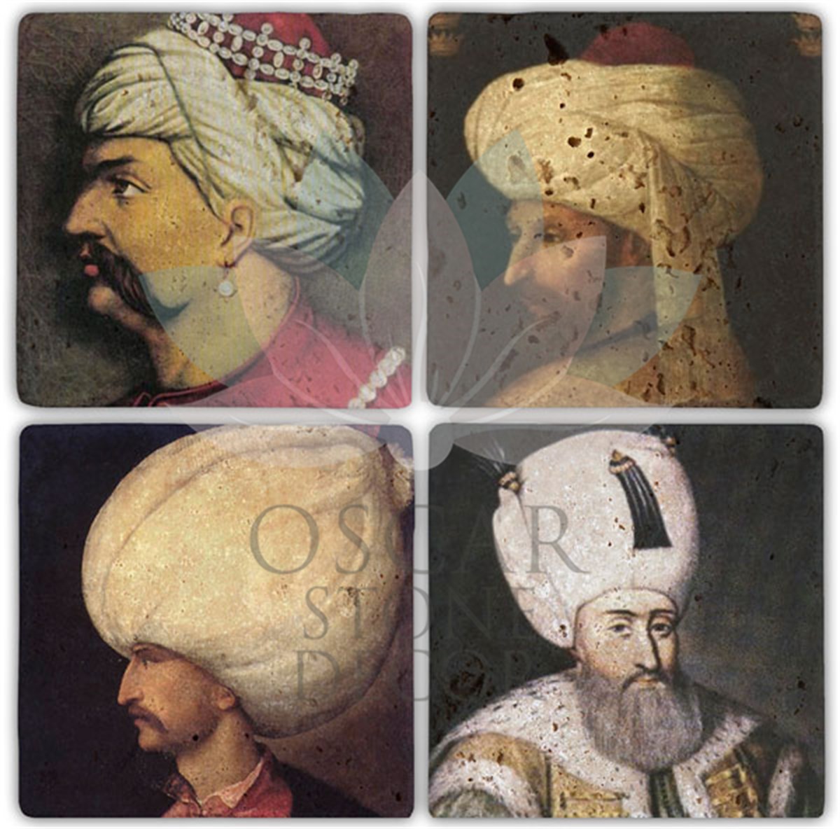 OSCAR STONE DECOR PADİŞAH 4'lü DOĞALTAŞ BARDAK ALTLIĞI / BA026 (COASTER)