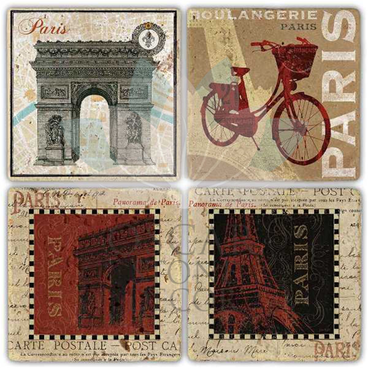 OSCAR STONE DECOR PANAROMA DE PARIS 4'lü DOĞALTAŞ BARDAK ALTLIĞI / BA302 (COASTER)