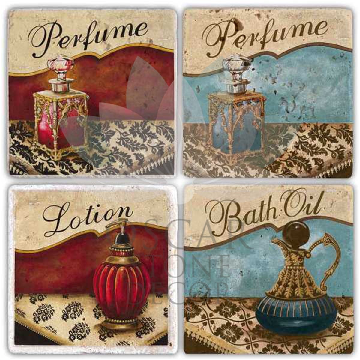 OSCAR STONE DECOR PARFUME 4'lü DOĞALTAŞ BARDAK ALTLIĞI / BA269 (COASTER)