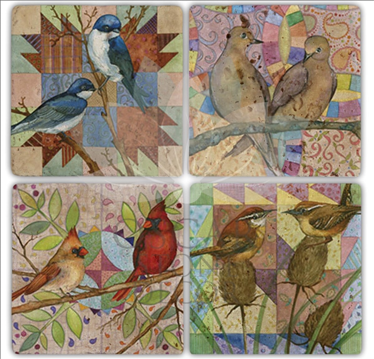 OSCAR STONE DECOR PATCHBİRD 4'lü DOĞALTAŞ BARDAK ALTLIĞI / BA184 (COASTER)