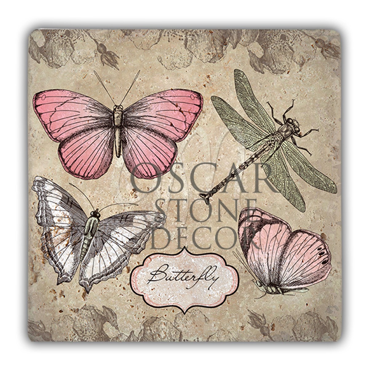 OSCAR STONE DECOR PEMBE KELEBEK DOĞALTAŞ DUVAR DEKORU / DD15 (WALL DECOR)