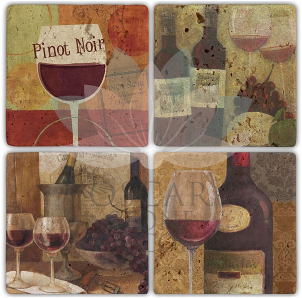 OSCAR STONE DECOR PINOTNOIR 4'lü DOĞALTAŞ BARDAK ALTLIĞI / BA011 (COASTER)