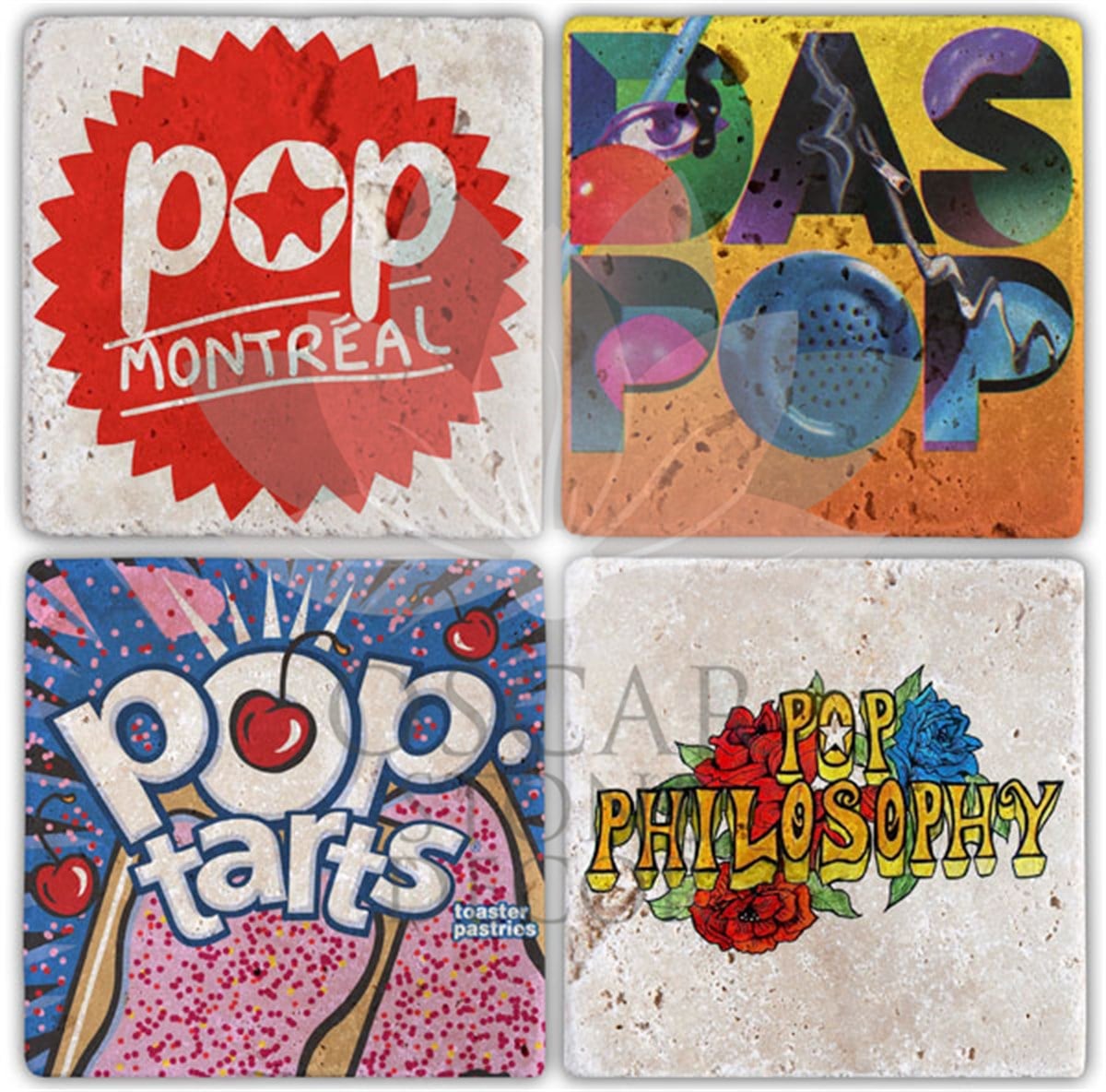 OSCAR STONE DECOR POP 4'lü DOĞALTAŞ BARDAK ALTLIĞI / BA025 (COASTER)