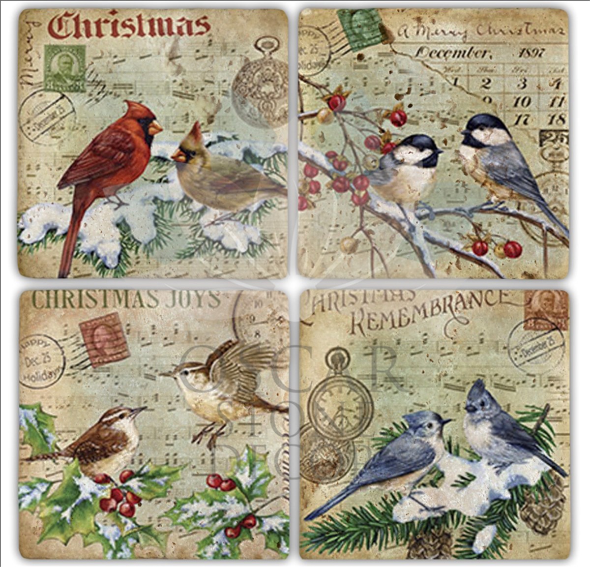 OSCAR STONE DECOR POSTBİRD 4'lü DOĞALTAŞ BARDAK ALTLIĞI / BA206 (COASTER)