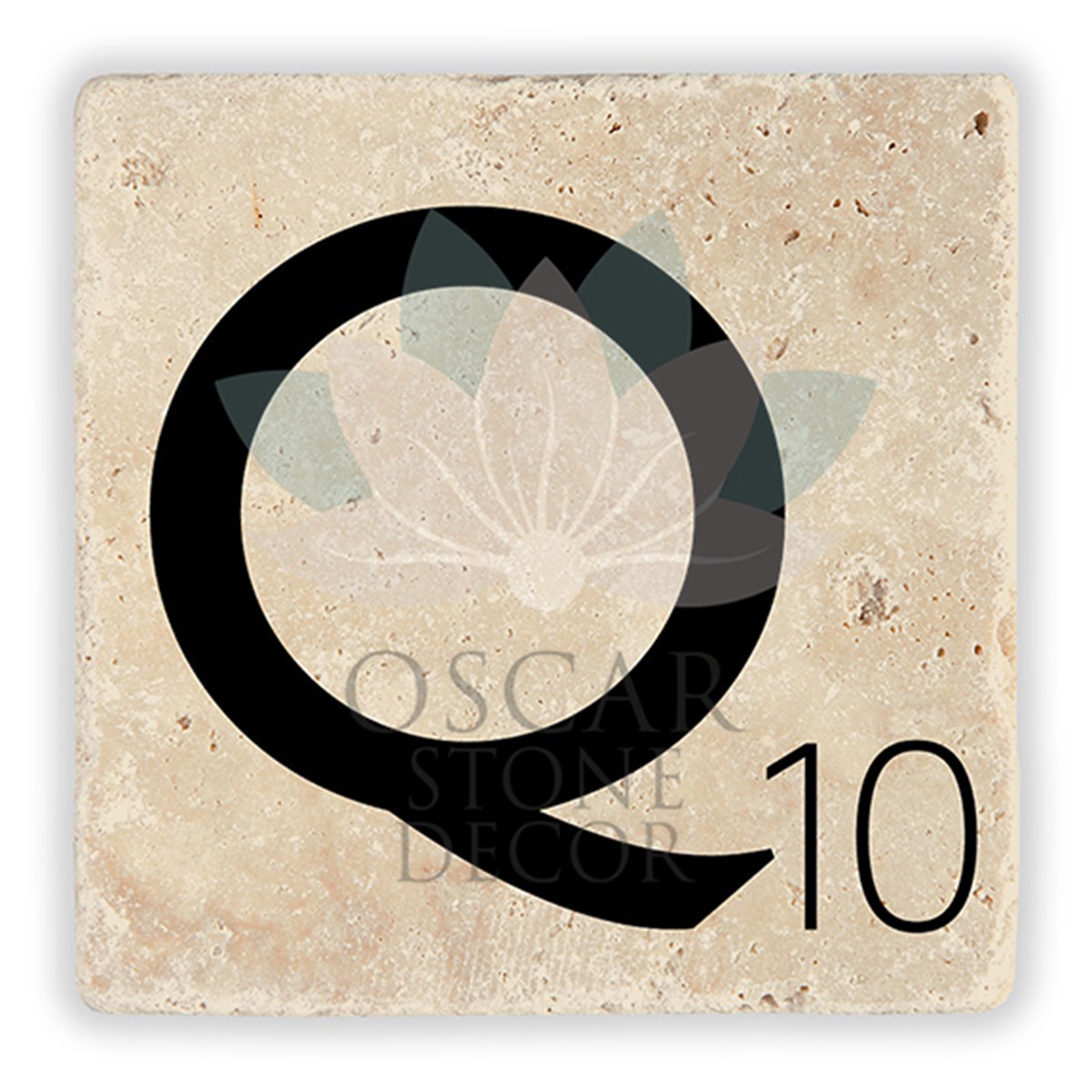 OSCAR STONE DECOR Q HARFİ TEKLİ DOĞALTAŞ BARDAK ALTLIĞI / BA-Q2 (COASTER)