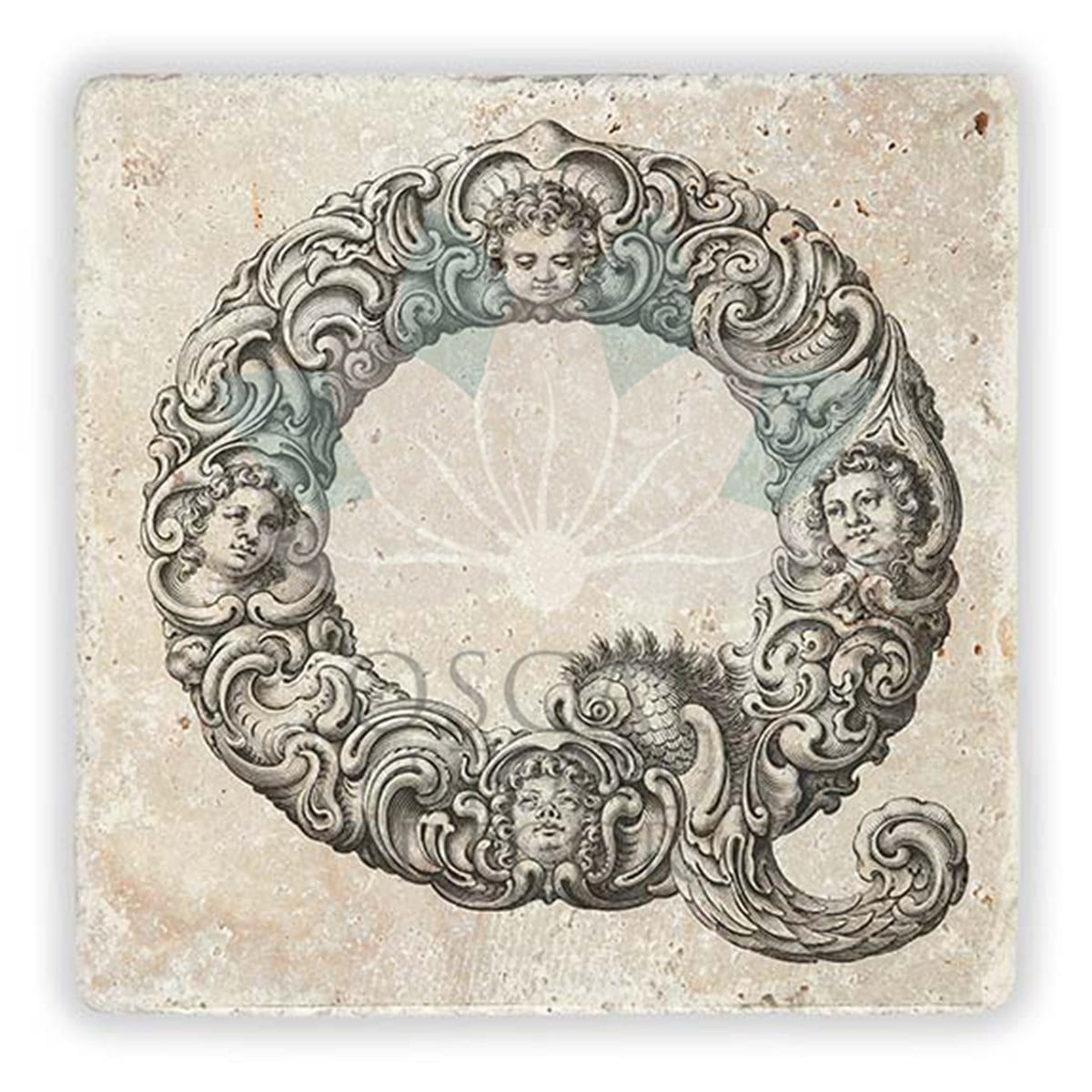 OSCAR STONE DECOR Q HARFİ TEKLİ DOĞALTAŞ BARDAK ALTLIĞI / BA-Q1 (COASTER)