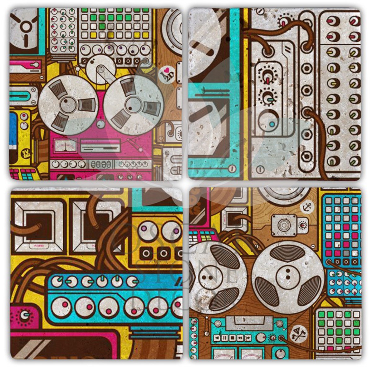 OSCAR STONE DECOR RECORD 4'lü DOĞALTAŞ BARDAK ALTLIĞI / BA163 (COASTER)