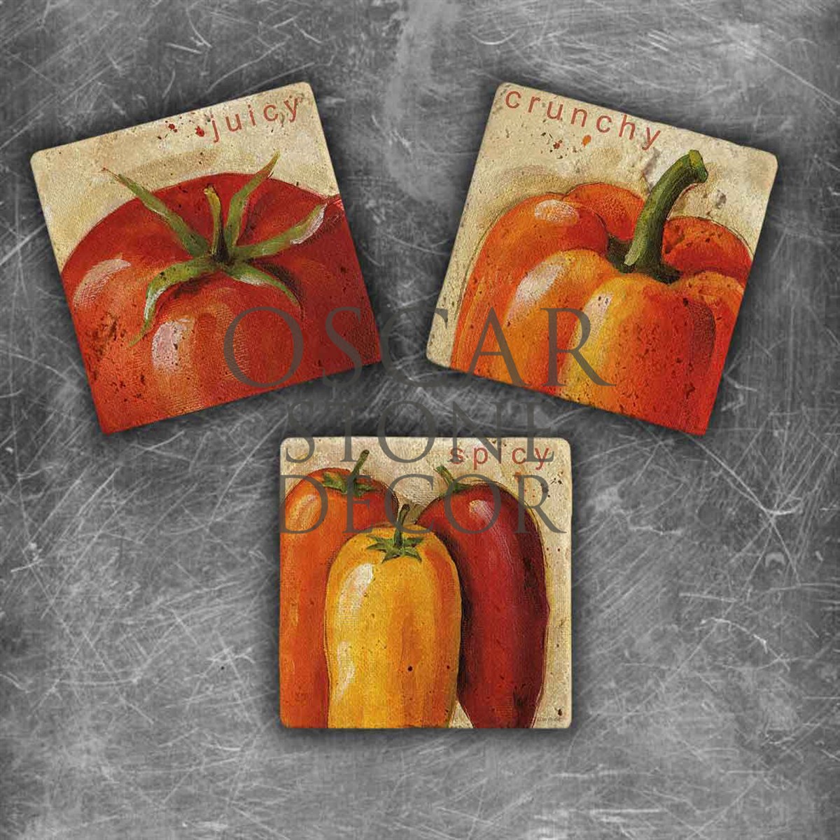 OSCAR STONE DECOR RED VEGETABLES DOĞALTAŞ MAGNET SETİ / MG-029