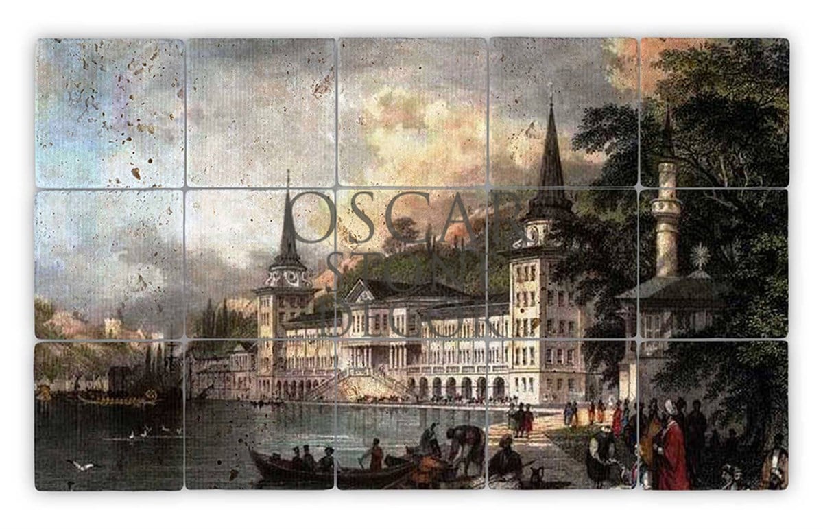 OSCAR STONE DECOR RENKLİ KULELİ DOĞALTAŞ TABLO / TT051 (STONE TABLE)
