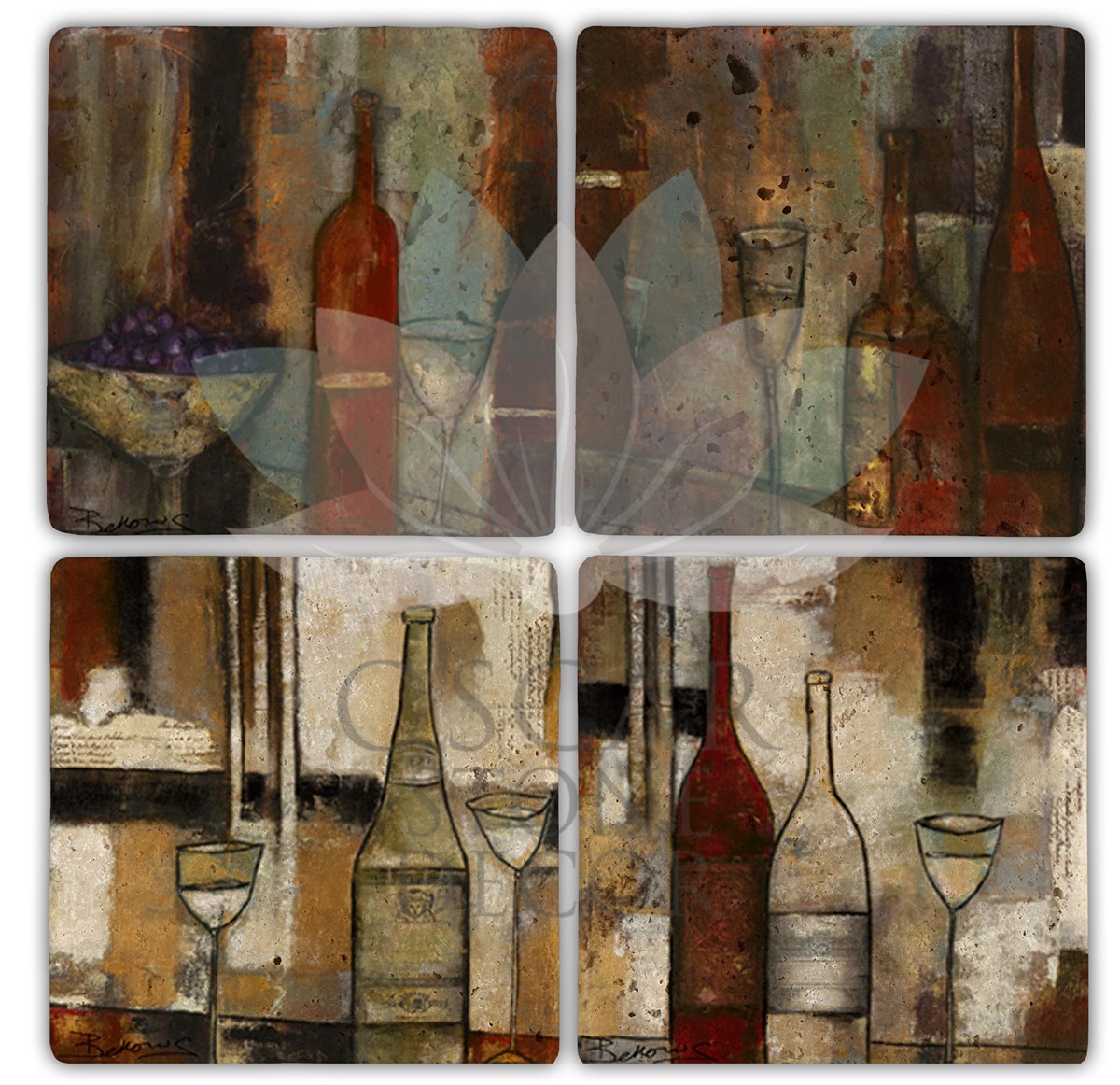 OSCAR STONE DECOR RİNGO RİNGO 4'lü DOĞALTAŞ BARDAK ALTLIĞI / BA084 (COASTER)