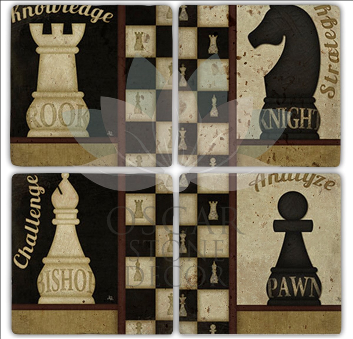 OSCAR STONE DECOR ROOK 4'lü DOĞALTAŞ BARDAK ALTLIĞI / BA158 (COASTER)