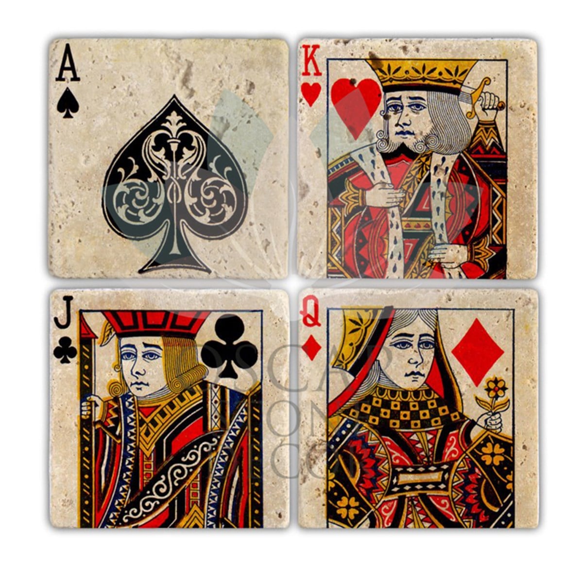 OSCAR STONE DECOR ROYAL FLASH 4'lü DOĞALTAŞ BARDAK ALTLIĞI / BA140 (COASTER)