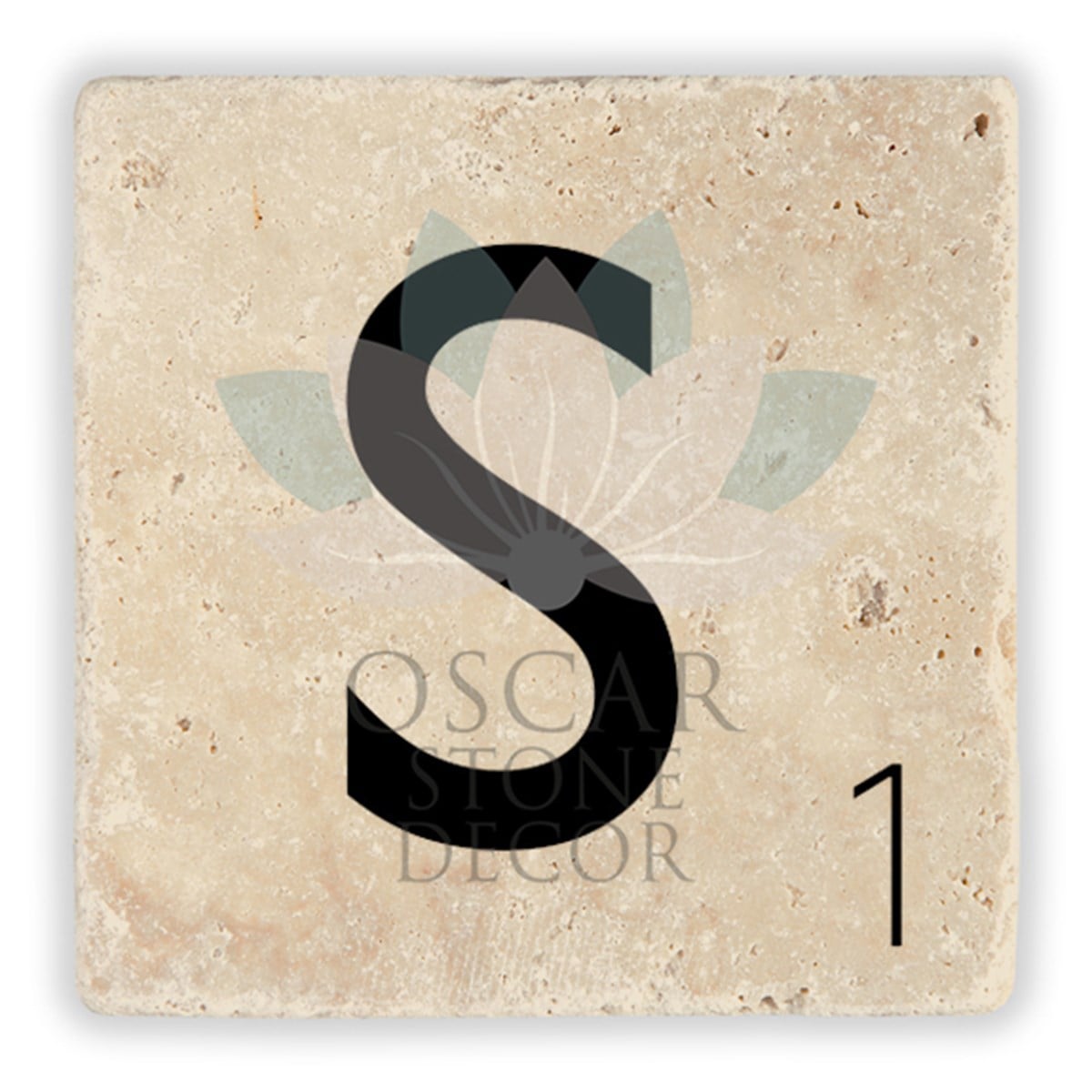 OSCAR STONE DECOR S HARFİ TEKLİ DOĞALTAŞ BARDAK ALTLIĞI / BA-S2 (COASTER)