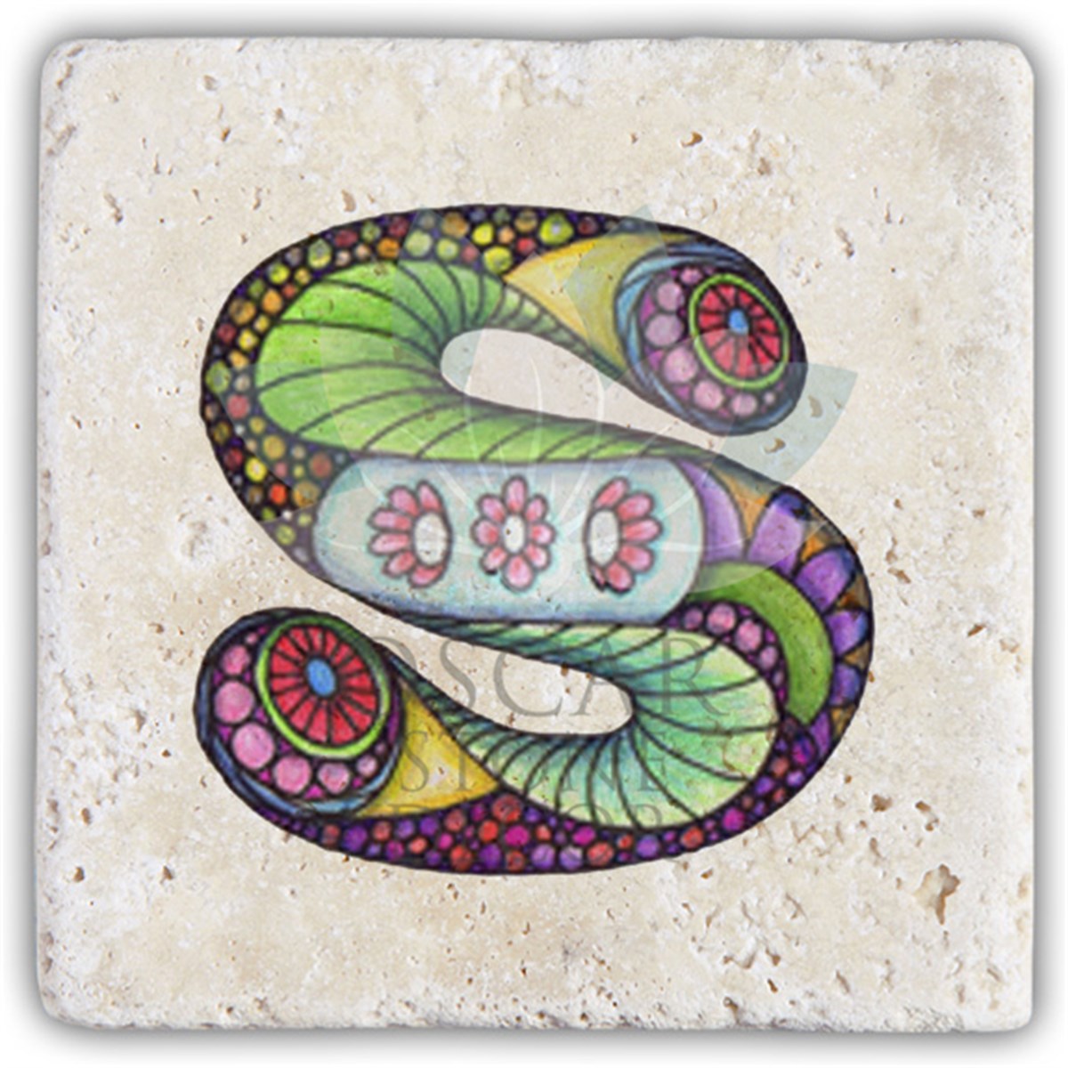 OSCAR STONE DECOR S HARFİ TEKLİ DOĞALTAŞ BARDAK ALTLIĞI / BA-S5 (COASTER)