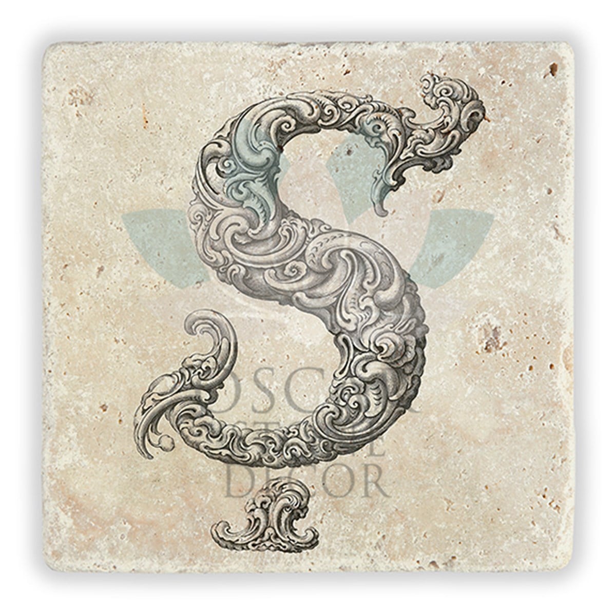 OSCAR STONE DECOR Ş HARFİ TEKLİ DOĞALTAŞ BARDAK ALTLIĞI / BA-Ş1 (COASTER)