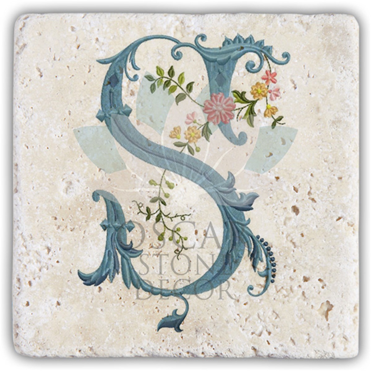 OSCAR STONE DECOR Ş HARFİ TEKLİ DOĞALTAŞ BARDAK ALTLIĞI / BA-Ş4 (COASTER)