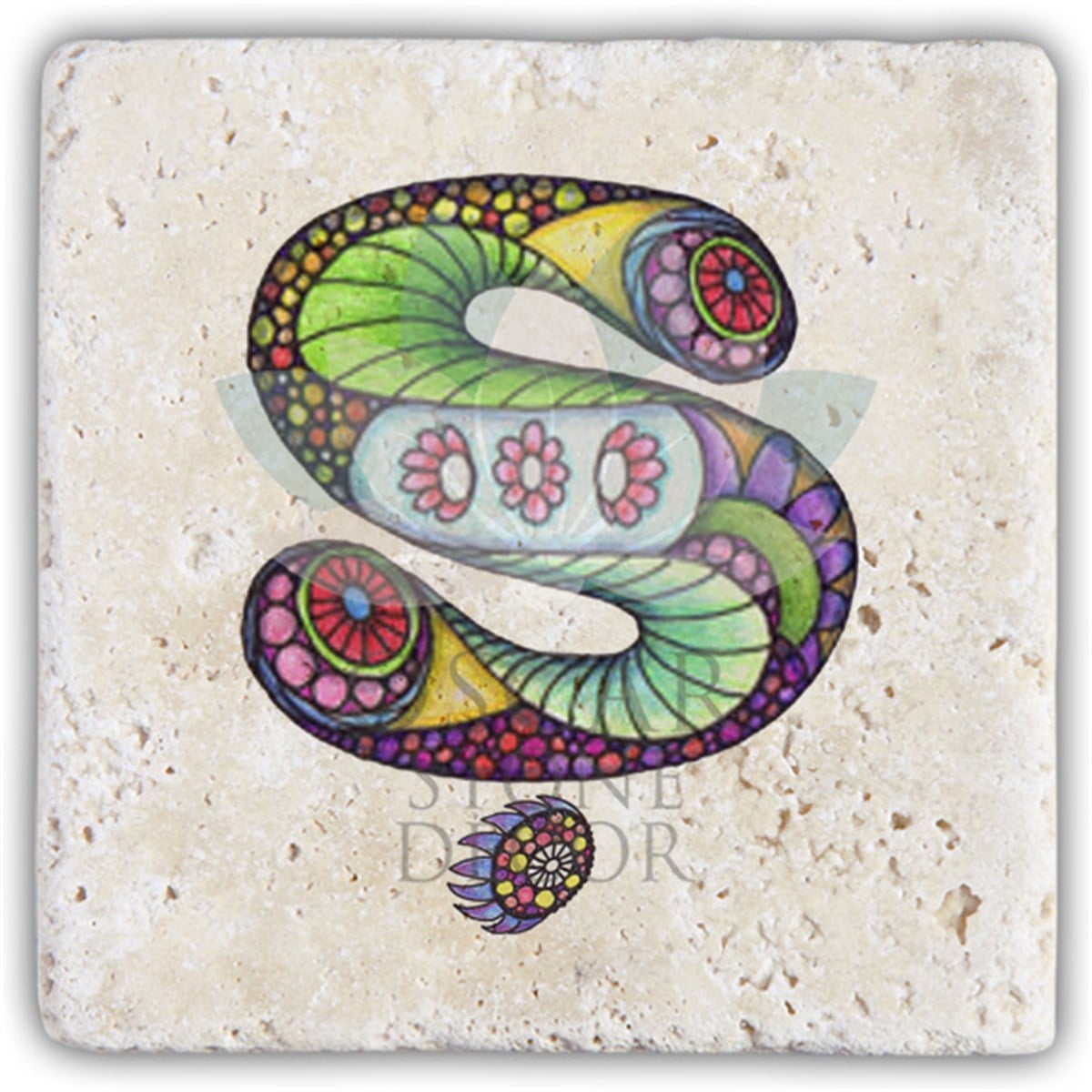 OSCAR STONE DECOR Ş HARFİ TEKLİ DOĞALTAŞ BARDAK ALTLIĞI / BA-Ş5 (COASTER)