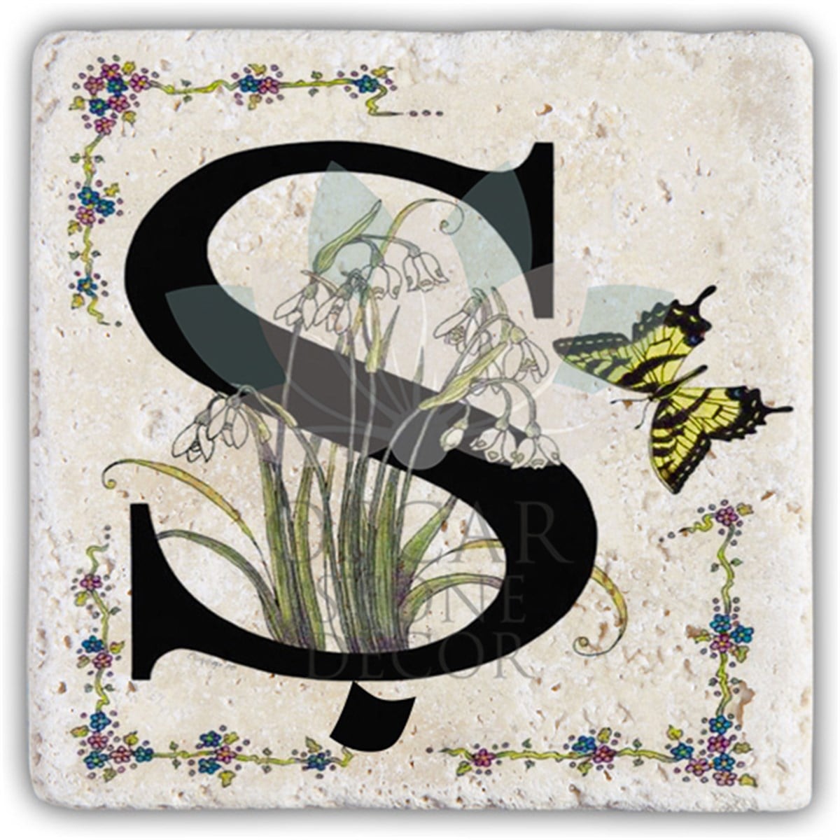 OSCAR STONE DECOR Ş HARFİ TEKLİ DOĞALTAŞ BARDAK ALTLIĞI / BA-Ş3 (COASTER)