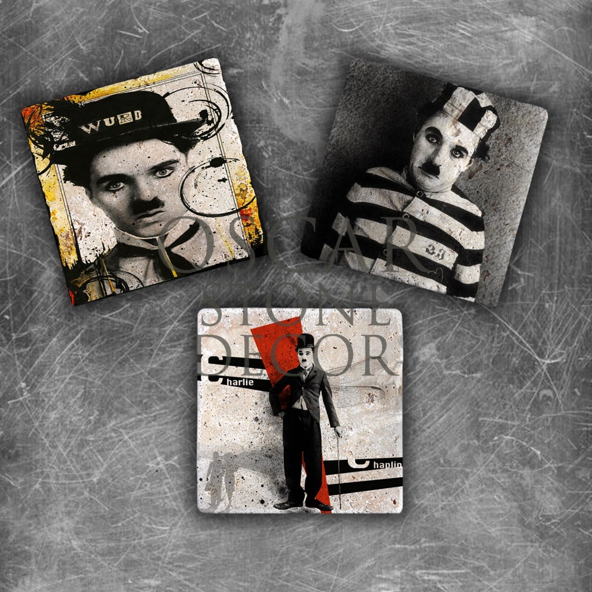 OSCAR STONE DECOR ŞARLO CHAPLIN DOĞALTAŞ MAGNET SETİ / MG-114