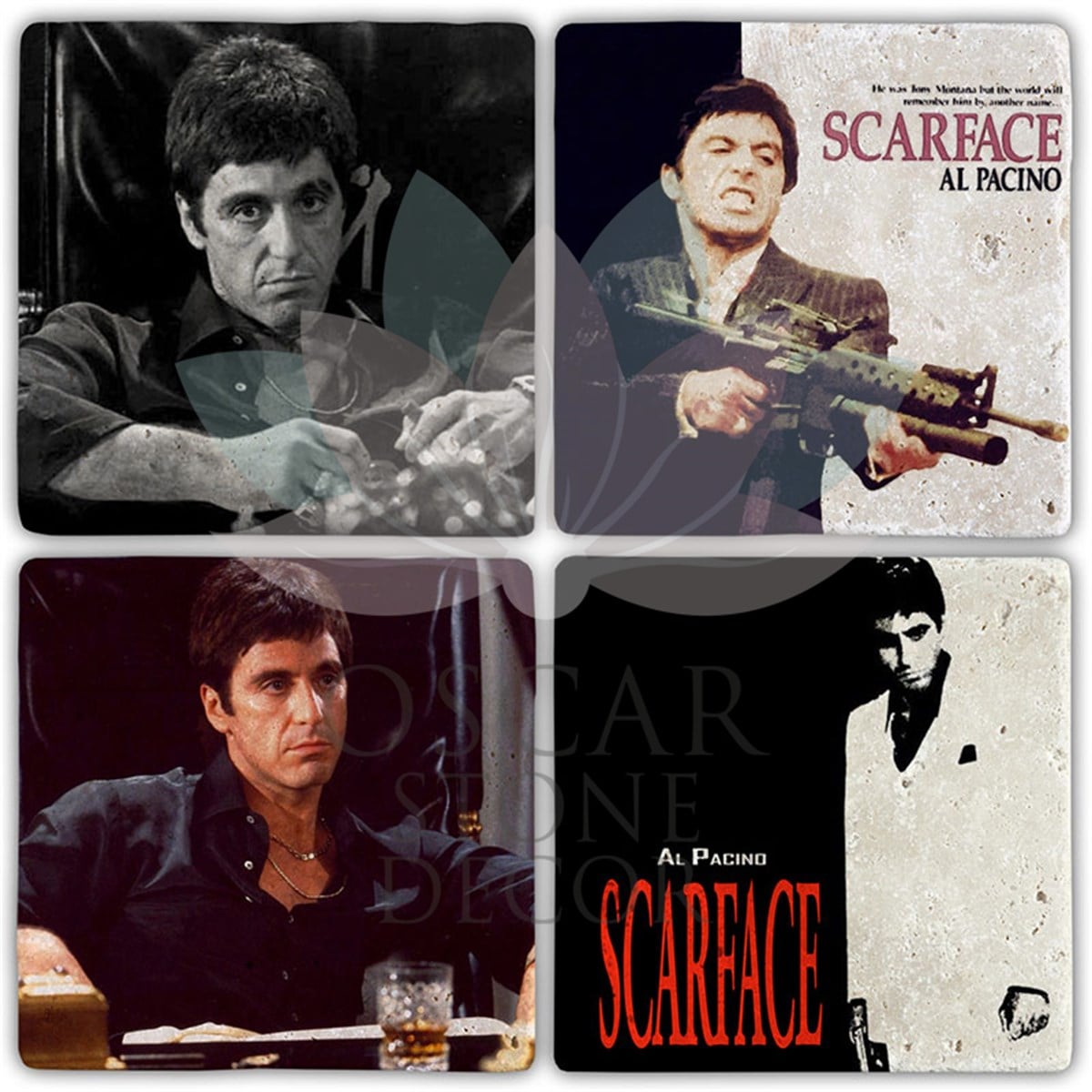 OSCAR STONE DECOR SCARFACE 4'lü DOĞALTAŞ BARDAK ALTLIĞI / BA523 (COASTER)