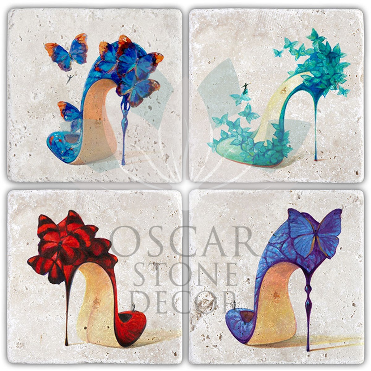 OSCAR STONE DECOR SİHİRLİ TOPUKLAR 4'lü DOĞALTAŞ BARDAK ALTLIĞI / BA392 (COASTER)