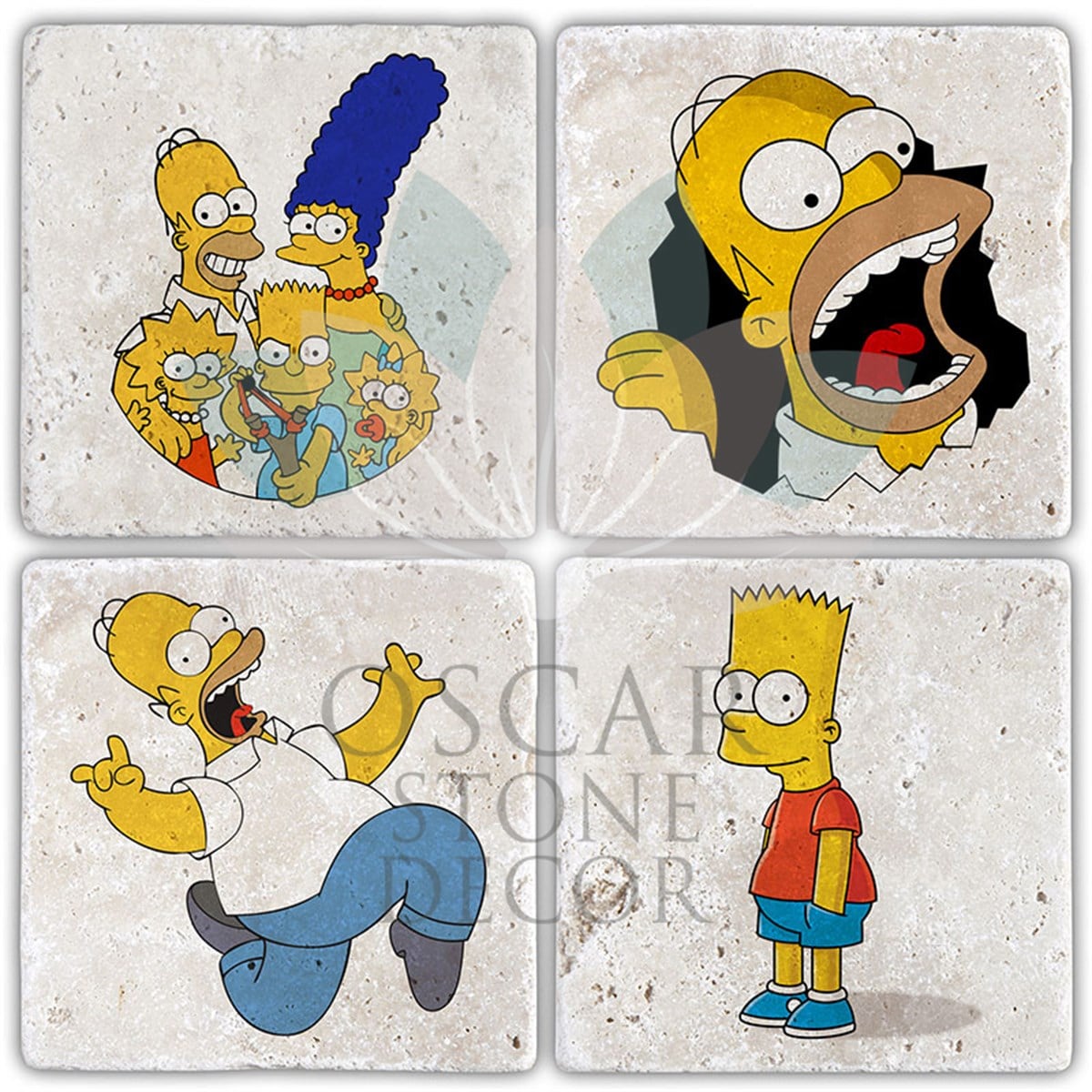 OSCAR STONE DECOR SIMPSONS 4'lü DOĞALTAŞ BARDAK ALTLIĞI / BA453 (COASTER)