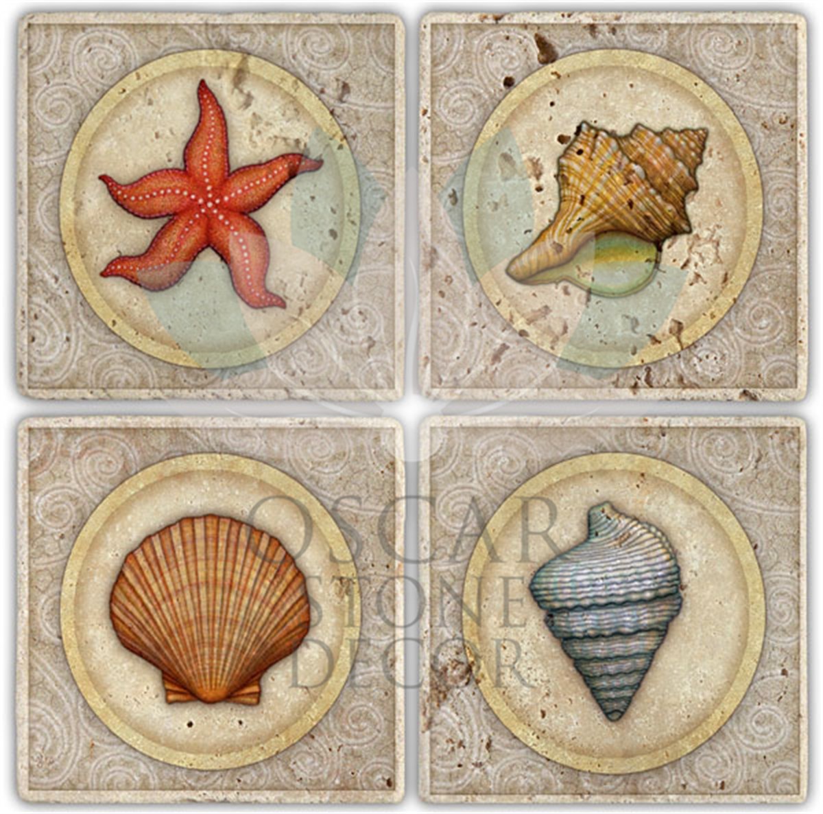 OSCAR STONE DECOR SIRENA 4'lü DOĞALTAŞ BARDAK ALTLIĞI / BA007 (COASTER)