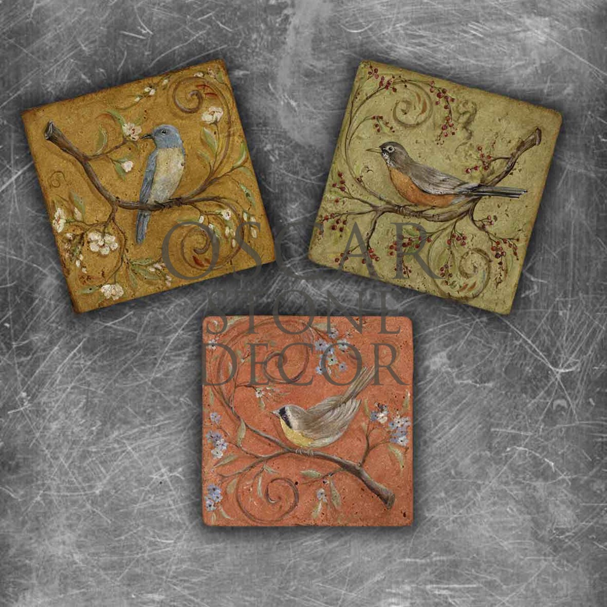 OSCAR STONE DECOR SPRING BIRD DOĞALTAŞ MAGNET SETİ / MG-035