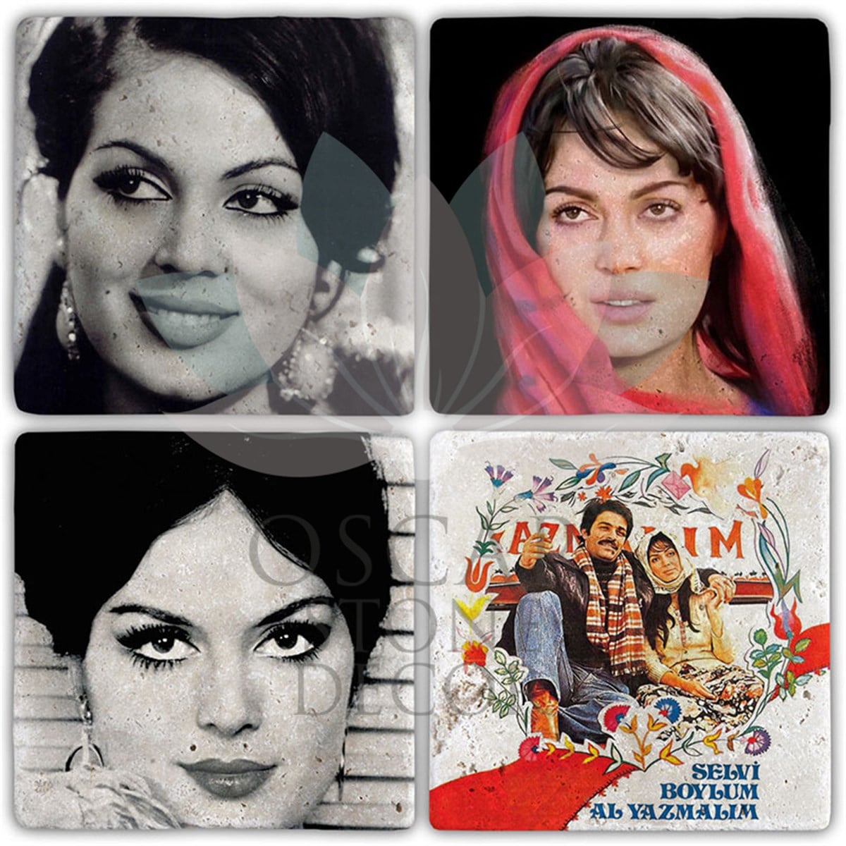 OSCAR STONE DECOR SULTAN 4'lü DOĞALTAŞ BARDAK ALTLIĞI / BA427 (COASTER)