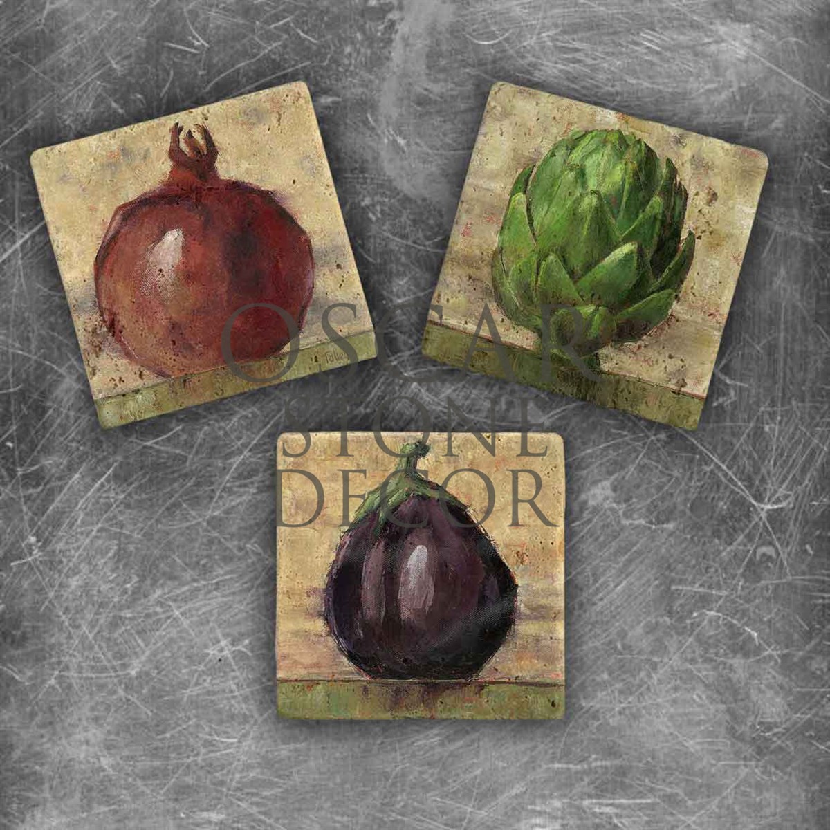 OSCAR STONE DECOR SULUBOYA SEBZELER DOĞALTAŞ MAGNET SETİ / MG-012