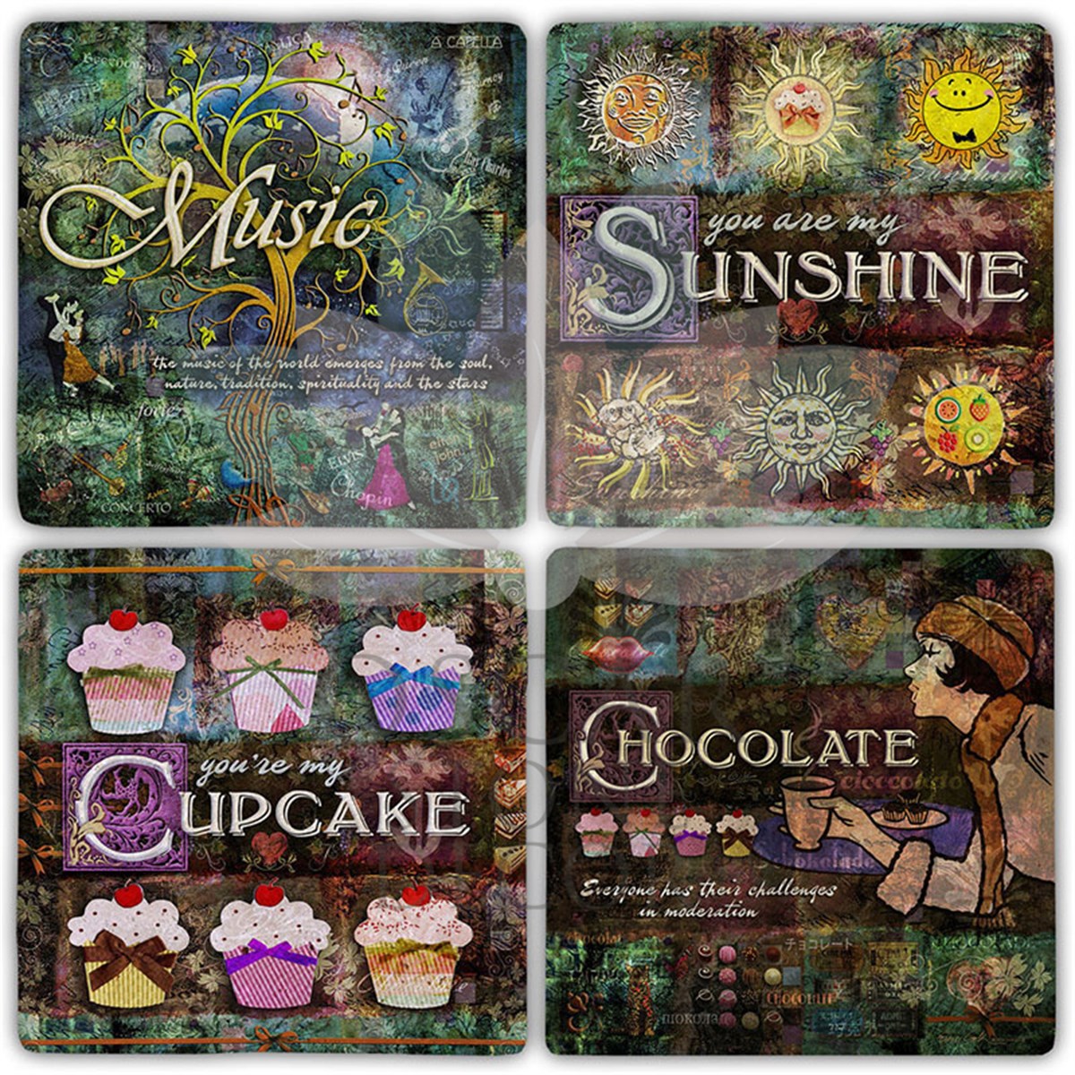 OSCAR STONE DECOR SUNSHINE 4'lü DOĞALTAŞ BARDAK ALTLIĞI / BA388 (COASTER)