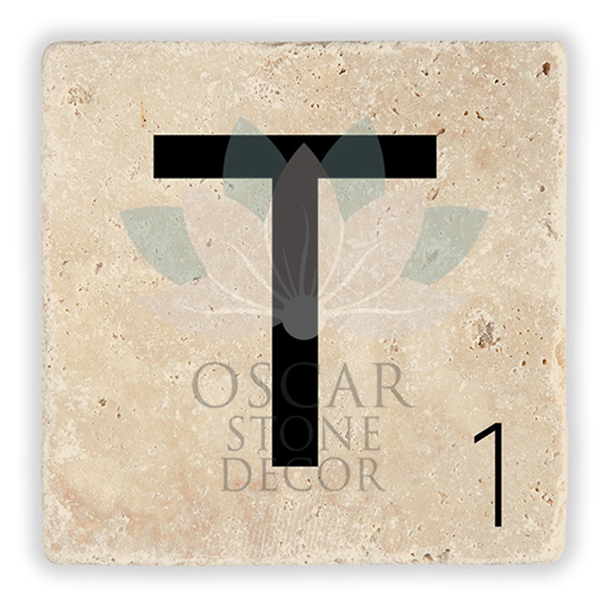 OSCAR STONE DECOR T HARFİ TEKLİ DOĞALTAŞ BARDAK ALTLIĞI / BA-T2 (COASTER)
