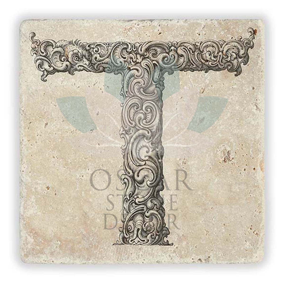 OSCAR STONE DECOR T HARFİ TEKLİ DOĞALTAŞ BARDAK ALTLIĞI / BA-T1 (COASTER)