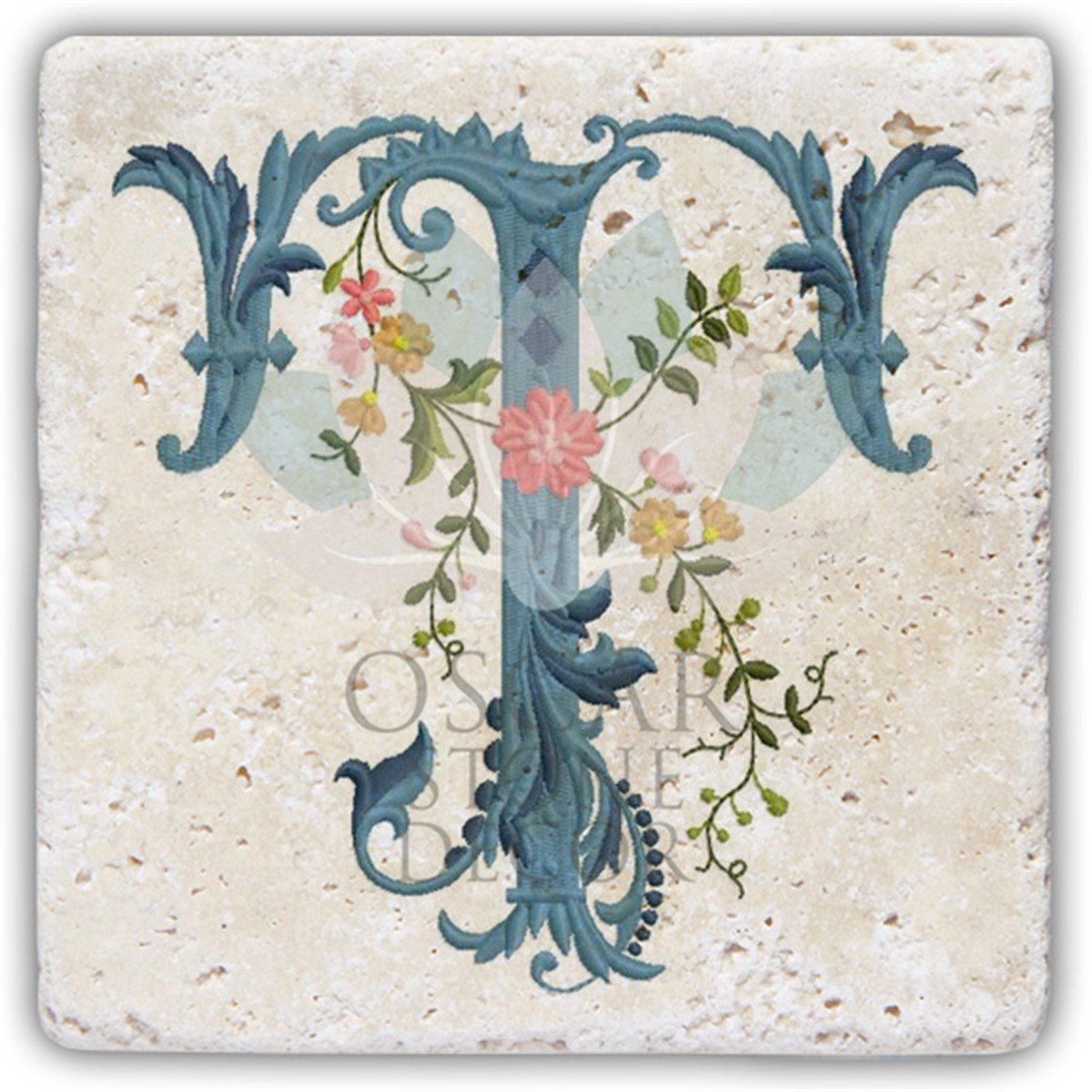 OSCAR STONE DECOR T HARFİ TEKLİ DOĞALTAŞ BARDAK ALTLIĞI / BA-T4 (COASTER)