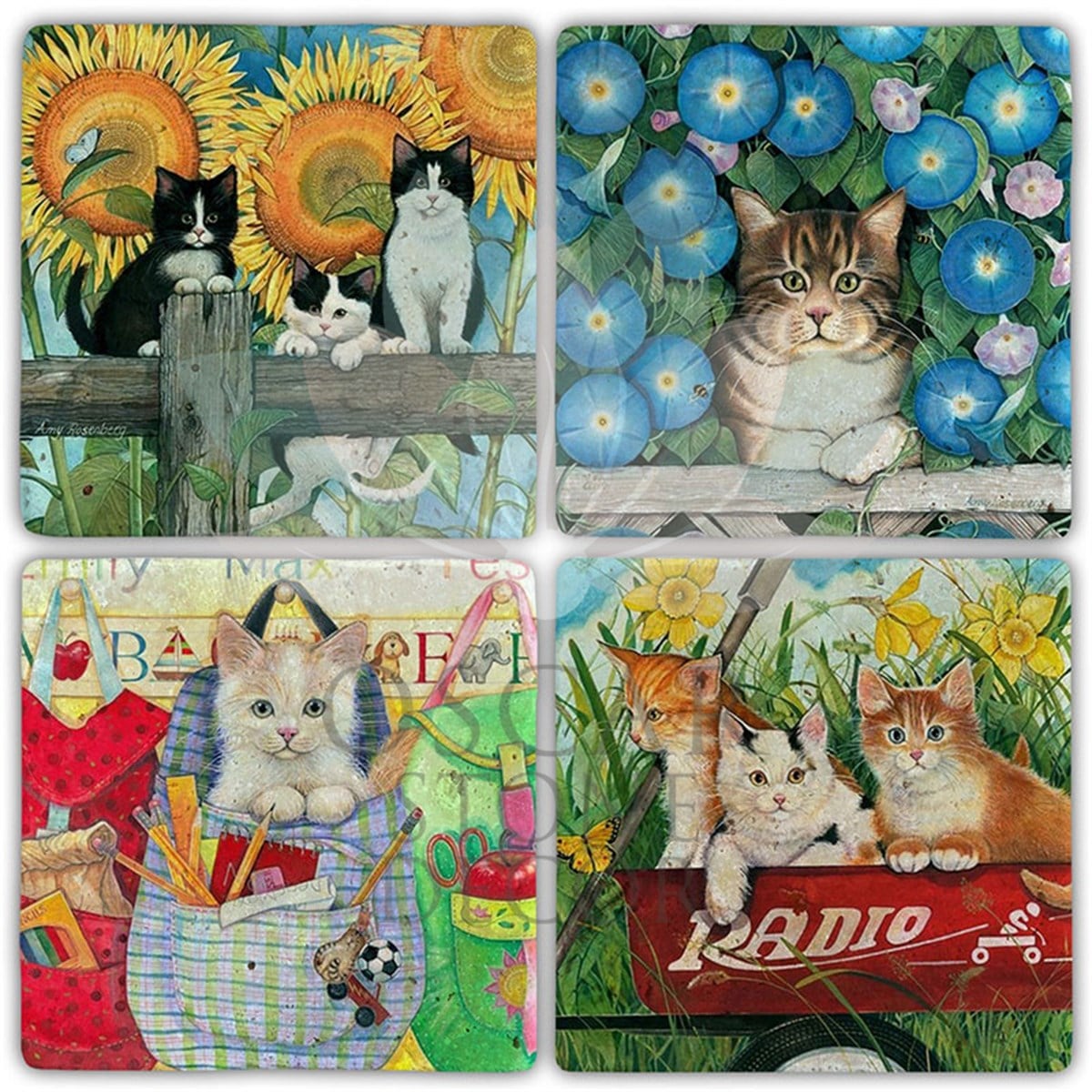 OSCAR STONE DECOR TOWN CAT 4'lü DOĞALTAŞ BARDAK ALTLIĞI / BA489 (COASTER)