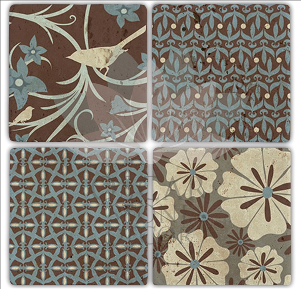 OSCAR STONE DECOR TURKUAZ 4'lü DOĞALTAŞ BARDAK ALTLIĞI / BA199 (COASTER)