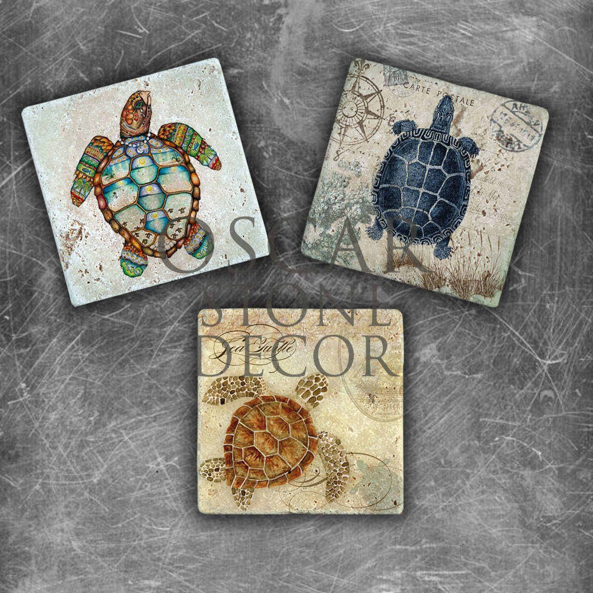 OSCAR STONE DECOR TURTTLE DOĞALTAŞ MAGNET SETİ / MG-135