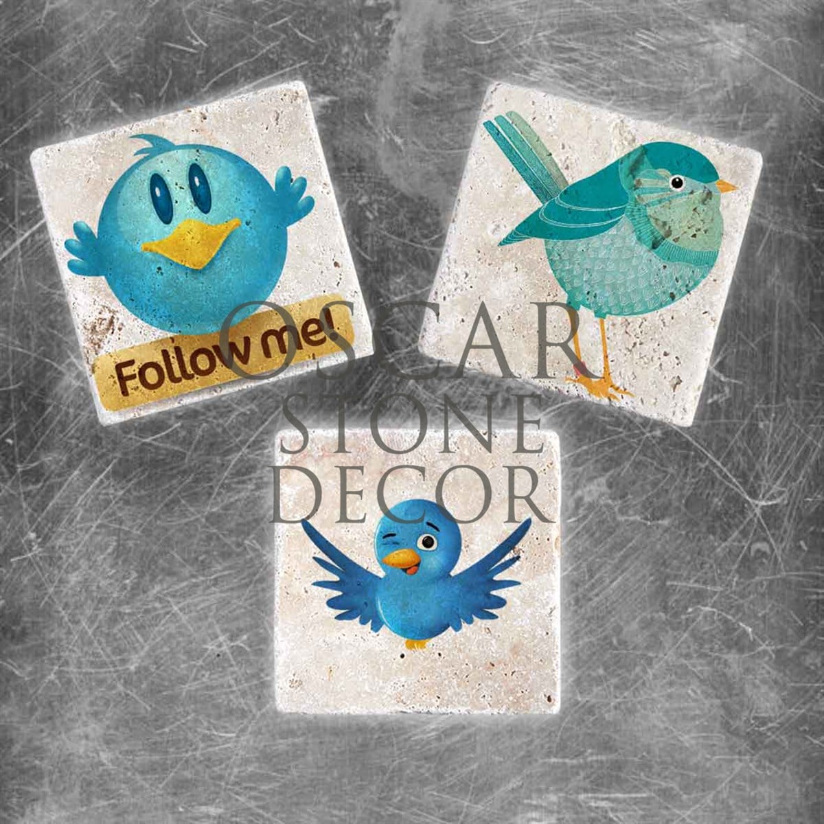 OSCAR STONE DECOR TWITTER DOĞALTAŞ MAGNET SETİ / MG-001