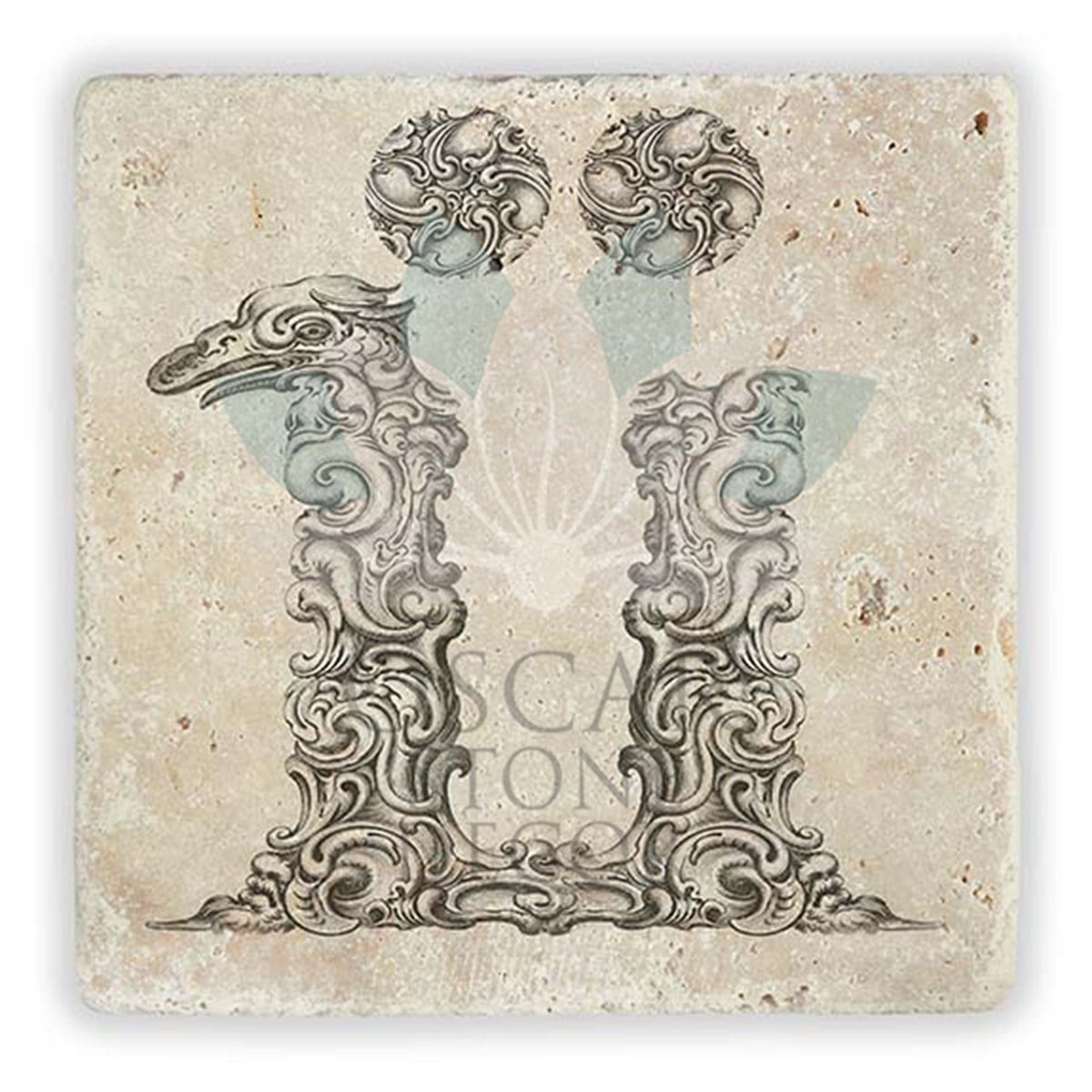 OSCAR STONE DECOR Ü HARFİ TEKLİ DOĞALTAŞ BARDAK ALTLIĞI / BA-Ü1 (COASTER)