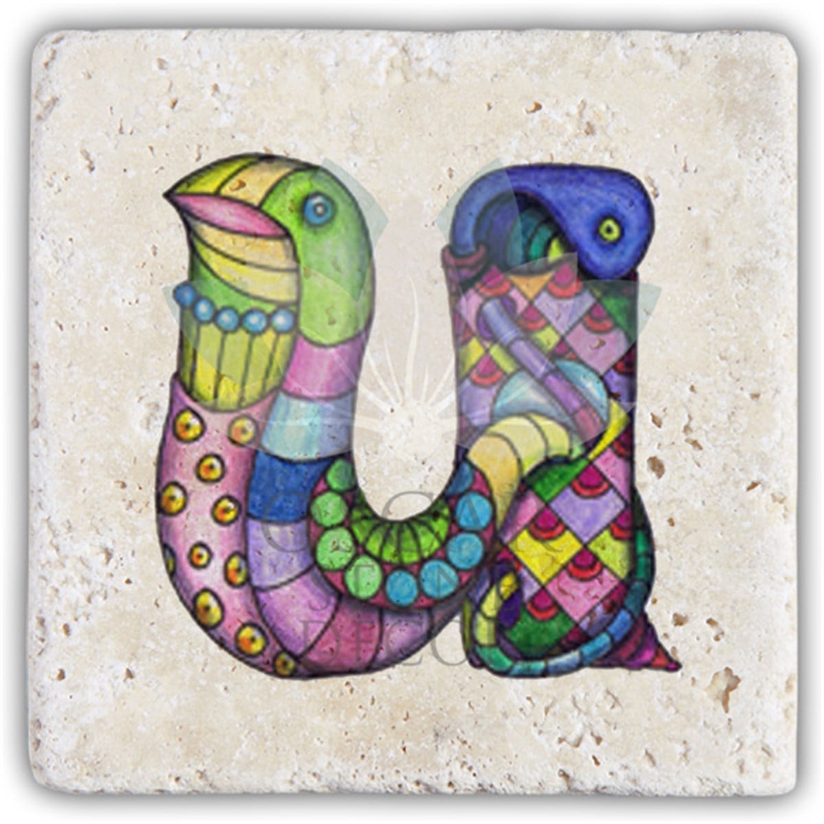 OSCAR STONE DECOR U HARFİ TEKLİ DOĞALTAŞ BARDAK ALTLIĞI / BA-U5 (COASTER)