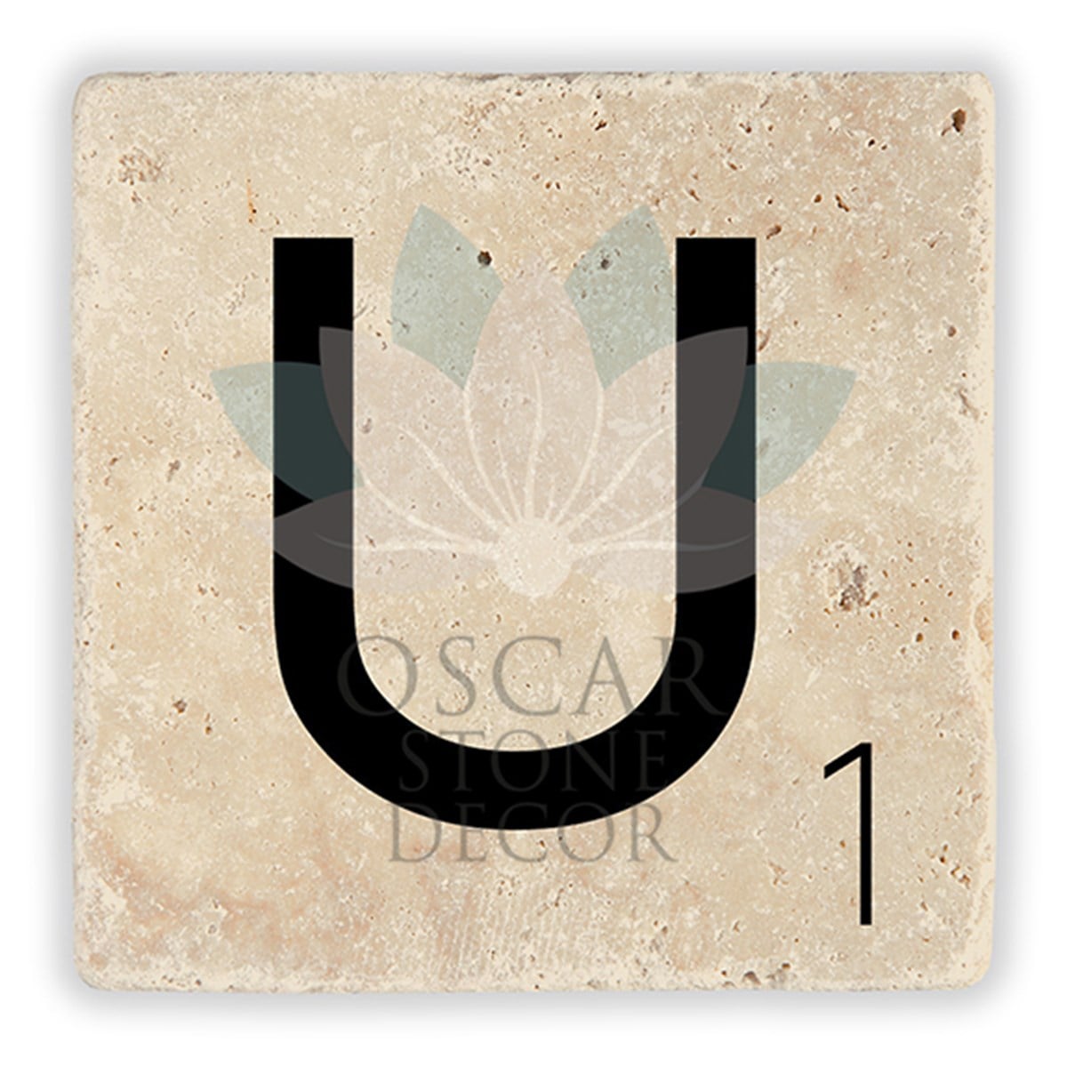 OSCAR STONE DECOR U HARFİ TEKLİ DOĞALTAŞ BARDAK ALTLIĞI / BA-U2 (COASTER)