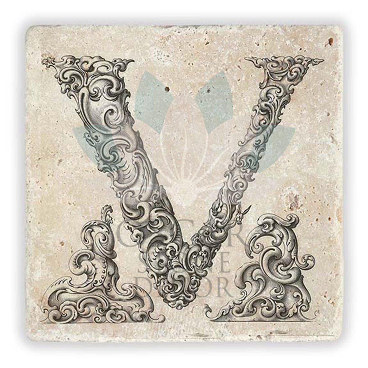 OSCAR STONE DECOR V HARFİ TEKLİ DOĞALTAŞ BARDAK ALTLIĞI / BA-V1 (COASTER)