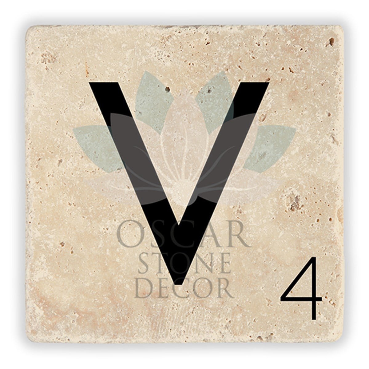 OSCAR STONE DECOR V HARFİ TEKLİ DOĞALTAŞ BARDAK ALTLIĞI / BA-V2 (COASTER)
